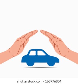 saving car concept or car under hand vector