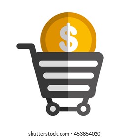 saving cart colorful object icon vector illustration