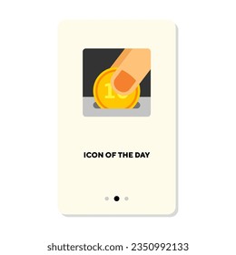 Saving coin on white background. Coin exchange cartoon illustration. Money and finance concept. Vector illustration symbol elements for web design and apps