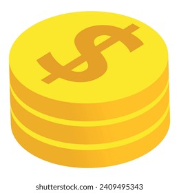 Saving concept icon isometric vector. Stack of big golden coin with dollar sign. Finance, money, accumulation