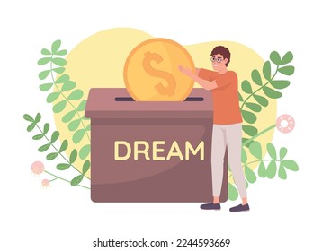Saving for dream flat concept vector illustration. Expensive purchase. Editable 2D cartoon character on white for web design. Personal budget goal creative idea for website, mobile, presentation