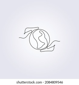 saving earth, holding world icon illustration save nature logo vector graphic design for print, apparel, brand, business, textile, t-shirt, cap