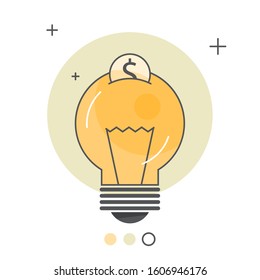 Saving electric energy concept. Idea of reducing energy consumption. Eco lightbulb symbol. Vector flat illustration
