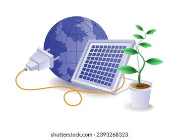 Saving electrical energy from the natural world concept illustration