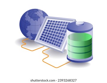 Einsparen von Solarpaneelen mit elektrischer Energie aus dem Infografik-Konzept der Natur