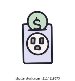 ahorro de electricidad color vectorial doodle simple icono