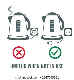 Saving energy and reducing energy bills concept. Vector of unplugged appliances when not in use