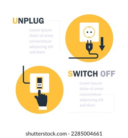 Saving energy tips: unplug appliances when not in use and switch off lights