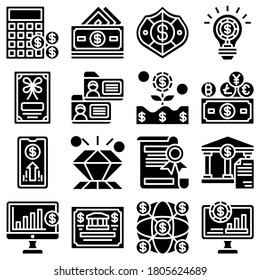 saving and finance icons vector set. investment and accounting, business, saving and business illustration