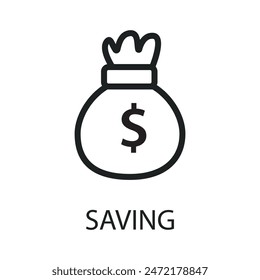 saving flat icon outline vector art