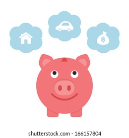 Saving for the future, piggy bank