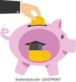 Saving for future study education expenditures, Vector illustration in flat style

