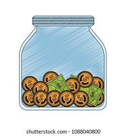 Saving in glass bottle scribble