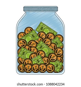 Saving in glass bottle scribble