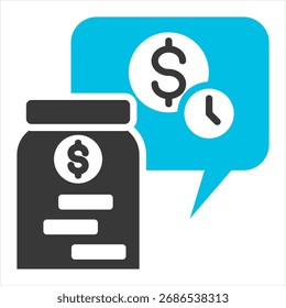 Saving Glyph Blue Grey Single Icon Illustration