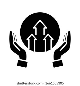 Saving growth black icon, concept illustration, vector flat symbol, glyph sign.