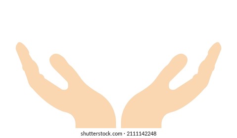 Saving hands white. Hand care design template. Flat vector illustration isolated on white background.