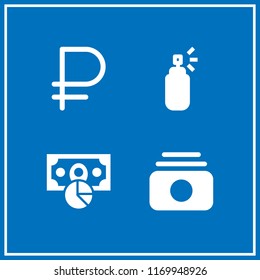 saving icon. 4 saving vector set. money, spray and peso icons for web and design about saving theme