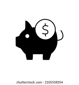 Saving Icon in black flat glyph, filled style isolated on white background
