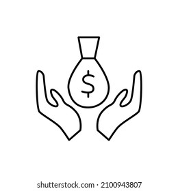 Saving Icon  in black line style icon, style isolated on white background