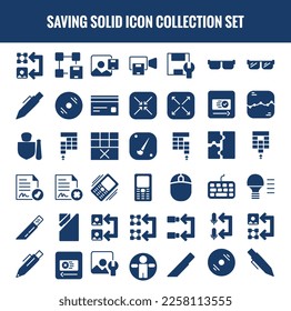 saving icon collection set, file and video saving solid icons vector illustration. Easy to edit editable icons
