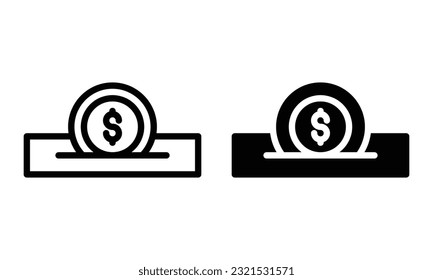Saving icon with outline and glyph style.