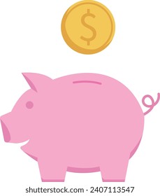 saving icon, pink pig, dollar, or popular business icons