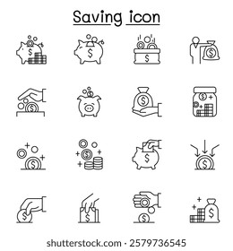 Saving icon set in thin line style