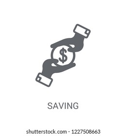 Saving icon. Trendy Saving logo concept on white background from Cryptocurrency economy and finance collection. Suitable for use on web apps, mobile apps and print media.