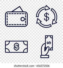 Saving icons set. set of 4 saving outline icons such as money, payment