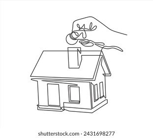 Ahorro de ingresos para el futuro concepto de vivienda, moneda de mano humana de negocios con casa, ilustración de marketing digital.