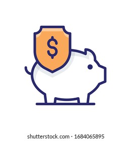 Saving Insurance Filled Outline vector illustration icon.