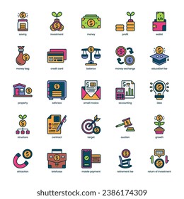 Saving and Investment icon pack for your website design, logo, app, and user interface. Saving and Investment icon filled color design. Vector graphics illustration and editable stroke.