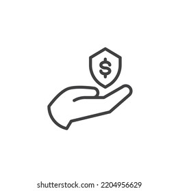 Saving investment line icon. linear style sign for mobile concept and web design. Financial insurance outline vector icon. Symbol, logo illustration. Vector graphics
