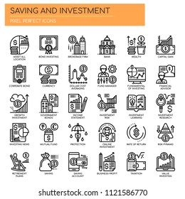Saving and Investment , Thin Line and Pixel Perfect Icons