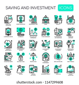 Saving and Investment , Thin Line and Pixel Perfect Icons