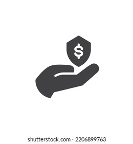 Guardando icono del vector de inversión. signo plano relleno para concepto móvil y diseño web. Icono de glifo de seguro financiero. Símbolo, ilustración del logotipo. Gráficos vectoriales