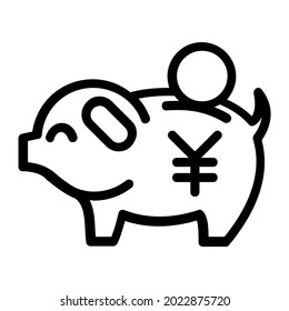 Saving Japanese Yen Money in Piggy Bank Icon