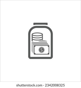 Saving jar icon, saving money, investment, icon logo flat design apps and web page. Eps 10 Editable.