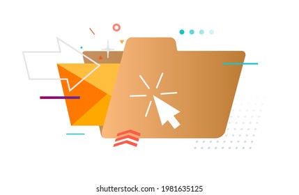Saving a letter to a folder. Color illustrations on white background.