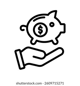 Saving Line Vector Illustration On White Background.