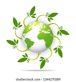 Saving logo and ecology friendly concept World environmental Vector illustration
