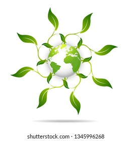 Saving logo and ecology friendly concept World environmental Vector illustration