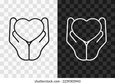 Guardar amor, icono de línea modificable vectorial de alta calidad. Guardar icono de amor aislado en fondos transparentes oscuros y claros para el diseño de la interfaz de usuario.