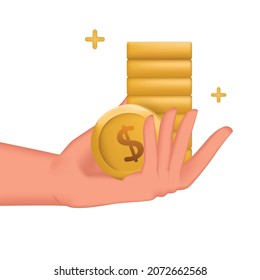 Saving money 3d cartoon style vector illustration design.