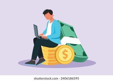 Saving money, analyzing, planning personal budget, investing. Financial management concept. Colored flat vector illustration isolated.