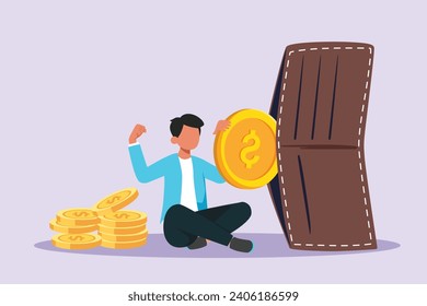 Ahorro de dinero, análisis, planificación de presupuesto personal, inversión. Concepto de gestión financiera. Ilustración vectorial plana de color aislada.
