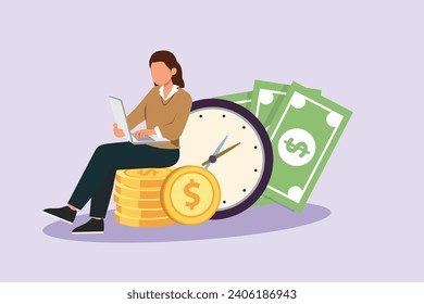 Saving money, analyzing, planning personal budget, investing. Financial management concept. Colored flat vector illustration isolated.