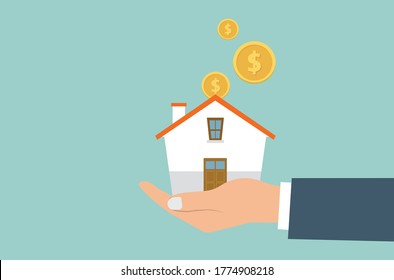 Saving money to buy a house, Buying-selling houses, refinance your houses, Change Assets Capitalization. Space for your text, Concept saving.