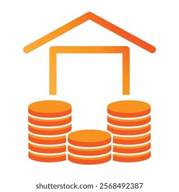 Saving money to buy a house, Buying-selling houses, Concept saving. coin and house